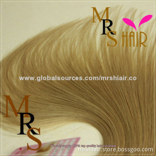 20-Inch Light Brown Brazilian Silk Straight Tape Weft Hair